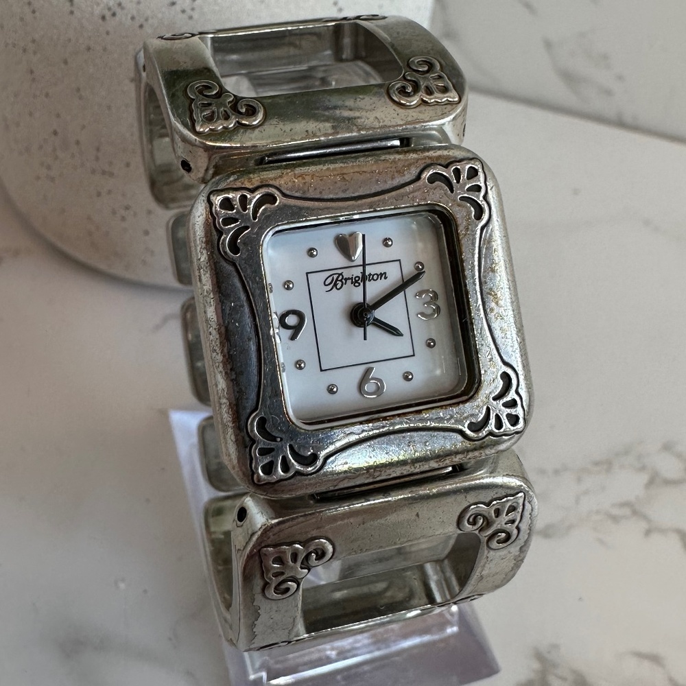 Collectible Women's Brighton Bellerive Watch in Silver Tone with White Face